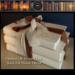 Decorative White and Brown Book Stack